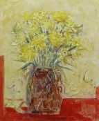 PAUL MARTINEZ FRIAS oil on canvas - still-life of flowers in a vase, signed and dated 1989, 49 x