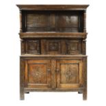 EARLY EIGHTEENTH CENTURY & LATER SNOWDONIA CWPWRDD TRIDARN in carved oak, having an open canopy,