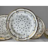 A MATCHING SET OF SIX SWANSEA PORCELAIN CRUCIFORM CIRCULAR DISHES painted with regularly spaced