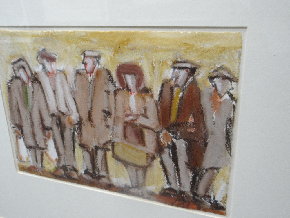 MIKE JONES mixed media - entitled verso 'Bus Stop; signed, 19.5 x 29cms Provenance: private - Image 3 of 4