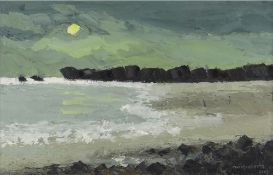 WILF ROBERTS oil on card - Ynys Mon coast, entitled verso 'Lligwy', signed and dated 2007, 16 x