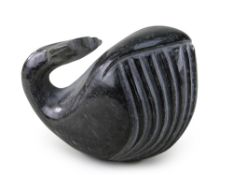 DARREN YEADON Preseli bluestone sculpture - study of a whale with curved tail, 34cms Provenance: