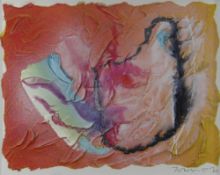 MARTYN DALLIMORE JONES impasto oil on card - abstract, entitled verso 'Aureolin Sugar Plum',