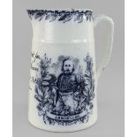 A LLANELLY POTTERY NAMED JUG WITH TRANSFER TO COMMEMORATE GIUSEPPE GARIBALDI inscribed in black 'A