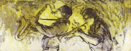 VALERIE GANZ limited edition (16/150) colour print - jazz musicians, entitled 'Louis and Leroy',