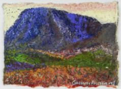 GWILYM PRICHARD pastel on hand-cut paper, entitled verso in artist's handwriting 'Mynydd