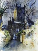 ROB PIERCY mixed media - view of St David's Cathedral, signed, 70 x 52cms Provenance: private