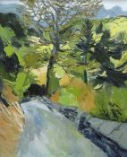 GWILYM PRICHARD oil on canvas - eastern drive towards Plas-Tan-Y-Bwlch study centre known as