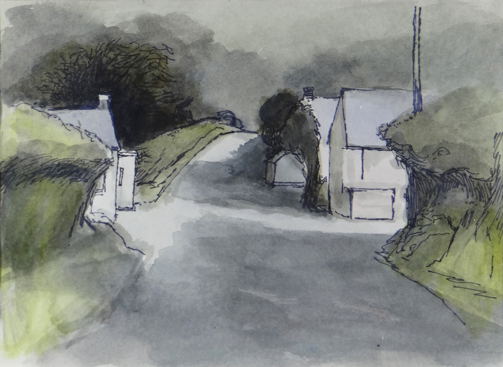 JOHN ELWYN ink and watercolour - entitled verso 'Cardigan', late 1960s, 18 x 24.5cms Provenance: