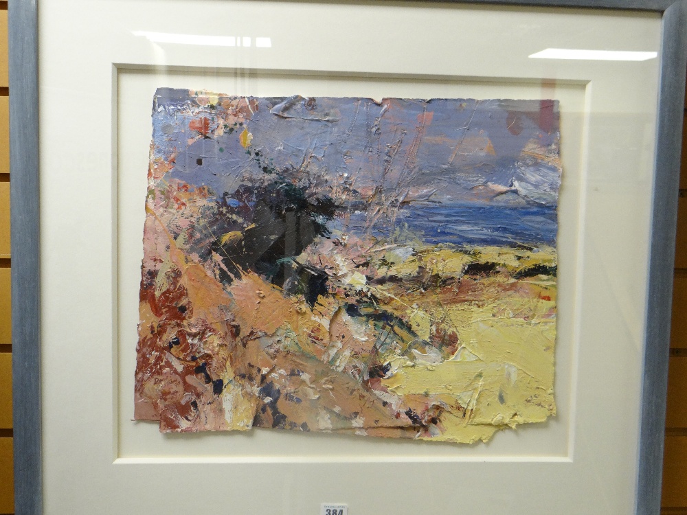 DAVID TRESS oil on board and construction - coastal scene, entitled 'Thorn and Sea, Summer', - Image 3 of 3