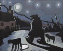 KARL DAVIES oil on canvas - entitled verso on Albany Gallery label 'Midnight Walk', signed and dated