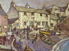 DONALD McINTYRE early work in pastel - entitled verso on salvaged original label 'Moelfre' with