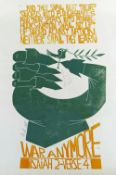 PAUL PETER PIECH two colour lithograph - 'Neither Shall they Learn War Anymore' peace poster with