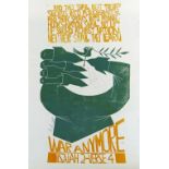 PAUL PETER PIECH two colour lithograph - 'Neither Shall they Learn War Anymore' peace poster with