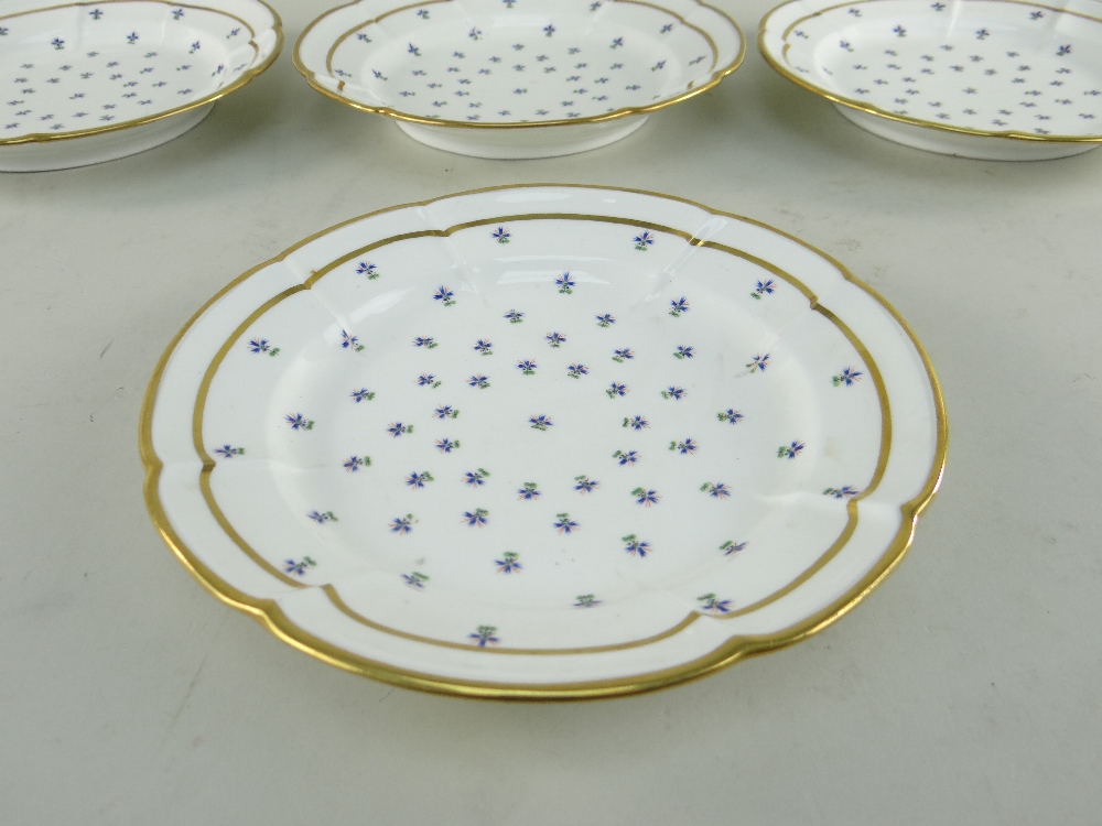 A MATCHING SET OF SIX SWANSEA PORCELAIN CRUCIFORM CIRCULAR DISHES painted with regularly spaced - Image 14 of 29