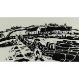 SIR KYFFIN WILLIAMS RA rare Gwasg Gregynog linocut printed by Gerard O'Shea on watermarked Gwasg