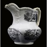 A MOULDED GLAMORGAN POTTERY NAMED JUG with Rural Series transfers in black and inscribed in black
