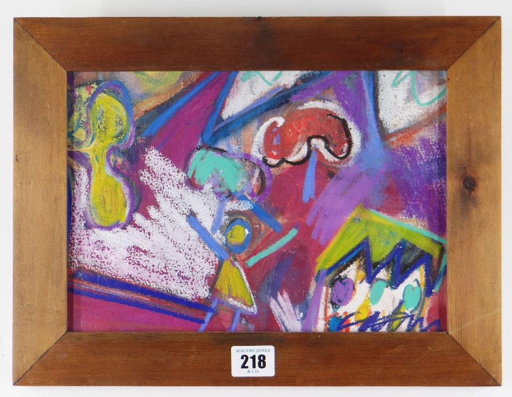 CATRIN WILLIAMS pastel - colourful abstract with figure, signed, 18 x 27cms Provenance: private - Image 2 of 2