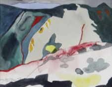 MARY LLOYD JONES watercolour - Welsh landscape entitled verso on Martin Tinney Gallery label 'Ger