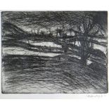 PETER PRENDERGAST etching - landscape with trees, signed and dated 1957, 42 x 51cms Provenance: