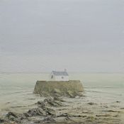 NICK JOHN REES oil on canvas - entitled verso 'Seaweed and Rocks, Porth Cwyfan, Anglesey', signed