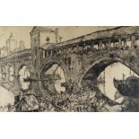 SIR FRANK BRANGWYN RA dry-point etching (of 56) - entitled 'Old Bridge at Pavia', signed in