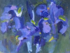 VIVIENNE WILLIAMS acrylic - 'Iris Cluster' entitled verso on Attic Gallery label, signed, 27 x 36cms