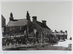 SIR KYFFIN WILLIAMS RA artist's proof print from an inkwash - Carmel village with chapel, Gwynedd,