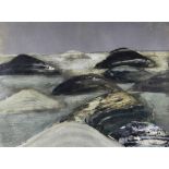 JACK CRABTREE mixed media on paper - hilly landscape, 27 x 36cms Provenance: Betty Evans Collection,