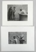 HARRY HOLLAND two artist's proof monoprints - figures, signed, 28 x 34cms and 28 x 38cms Provenance: