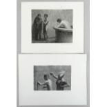 HARRY HOLLAND two artist's proof monoprints - figures, signed, 28 x 34cms and 28 x 38cms Provenance: