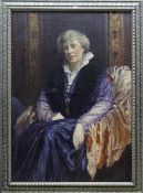 CHRISTOPHER WILLIAMS R.B.A. oil on canvas - rare full-portrait of a seated lady mourning the loss of