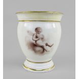 A SWANSEA PORCELAIN CABARET CUP BY THOMAS BAXTER of baluster footed form with gilded ear-shaped