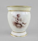 A SWANSEA PORCELAIN CABARET CUP BY THOMAS BAXTER of baluster footed form with gilded ear-shaped