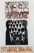 PAUL PETER PIECH three colour lithograph - poster supporting the charity organisation Survival