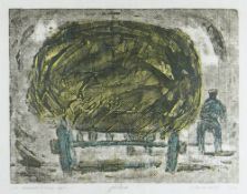 CHARLES WHITE relief print on handmade paper - entitled verso on Federation of British Artists