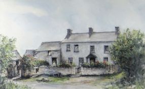 VALERIE GANZ watercolour - Tyle House Farm, Burry Green, Gower, signed, 44 x 72cms Provenance: