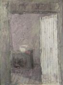 GORDON STUART oil on canvas - interior scene with open door, signed, 58 x 43cms Provenance: estate