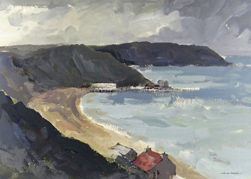 WILLIAM SELWYN watercolour with PVA on paper - view of Bae Nefyn beach, north Wales, entitled