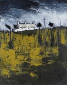 WYN HUGHES oil on board - cottage and landscape, signed, 21 x 16cms Provenance: private