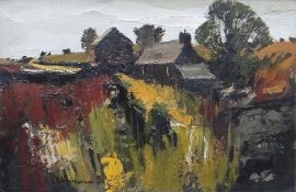 DONALD McINTYRE oil on board - landscape with cottage and barn, signed, 49 x 75cms Provenance: