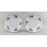 A PAIR OF NANTGARW PORCELAIN SHELL HANDLED DISHES of lobed form, having moulded handle and borders