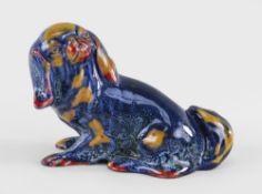 RARE ROYAL DOULTON FLAMBE GLAZED MODEL OF A CAVALIER KING CHARLES SPANIEL, HN127, seated with head
