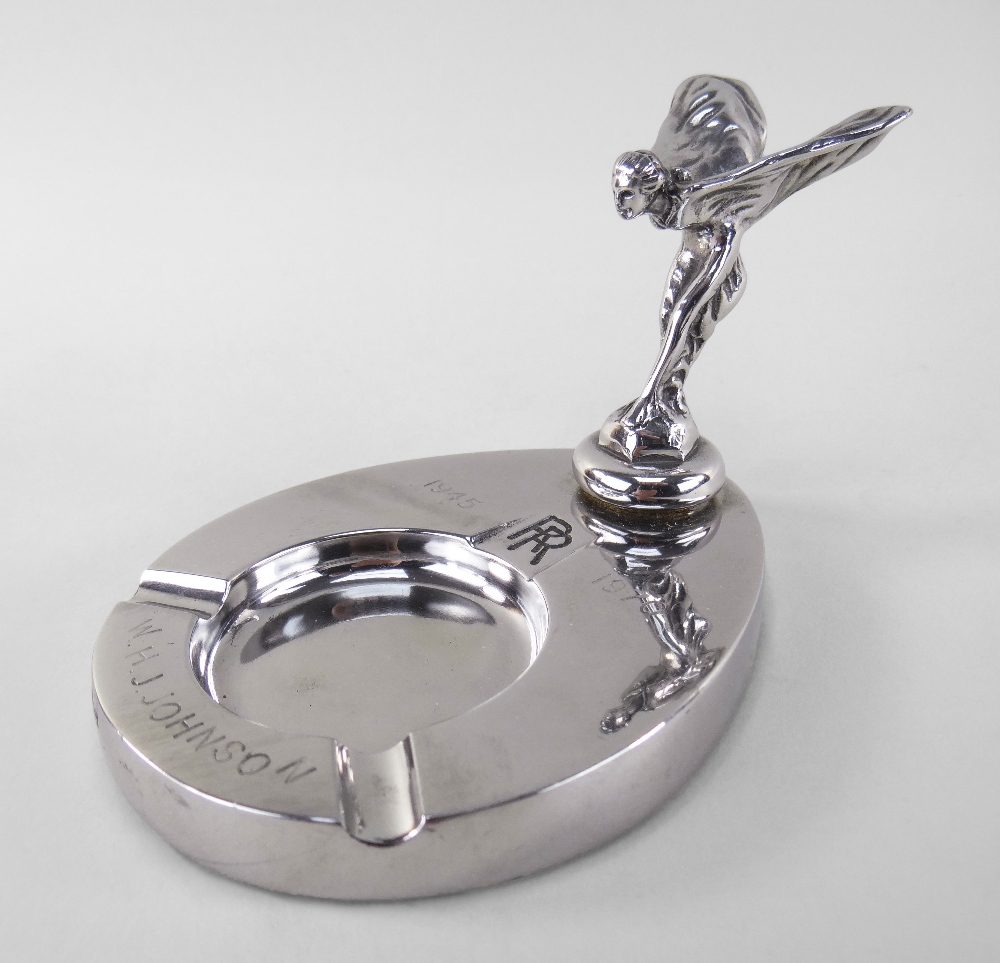 NEAR PAIR ROLLS-ROYCE SPIRIT OF ECSTASY SHOWROOM ASHTRAYS, chromed metal with RR insignia, - Image 2 of 5