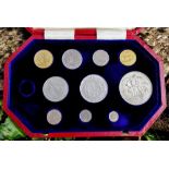 CASED EDWARD VII 1902 SPECIMEN COIN SET comprising ten coins including gold sovereign, half