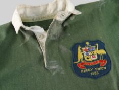 1950 AUSTRALIA INTERNATIONAL RUGBY UNION JERSEY MATCH WORN VERSUS BRITISH LIONS BY ALAN WALKER (