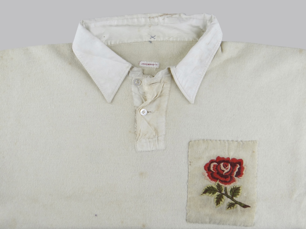 ENGLAND INTERNATIONAL RUGBY UNION JERSEY WORN BY JOHN GUY GILBERNE BIRKETT (1884-1967) believed be