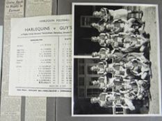 AN INTERESTING SCRAP BOOK OF PRE-WORLD WAR II RUGBY UNION EPHEMERA relating to Army officer and