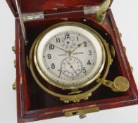 TWO-DAY RUSSIAN POLJOT MARINE CHRONOMETER, c. mid-20th Century, the 4in. frosted dial signed and