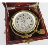 TWO-DAY RUSSIAN POLJOT MARINE CHRONOMETER, c. mid-20th Century, the 4in. frosted dial signed and